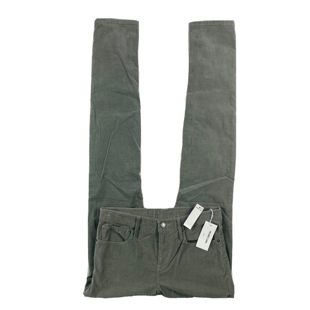 Helmut Lang Skinny Stretch Corduroy Pants Thyme Gray A06HW222 Womens 29 NWT